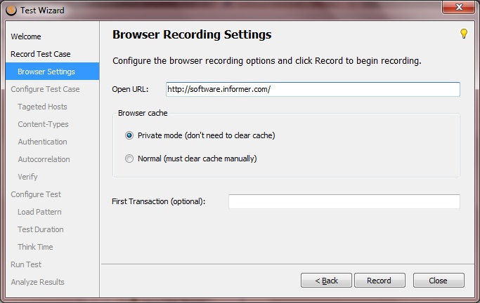 Browser Recording Settings