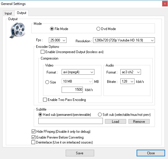 Output Settings