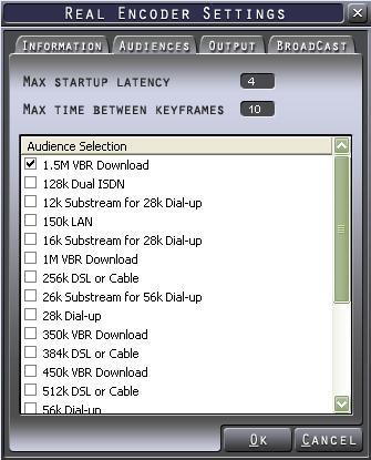 Real encoder settings