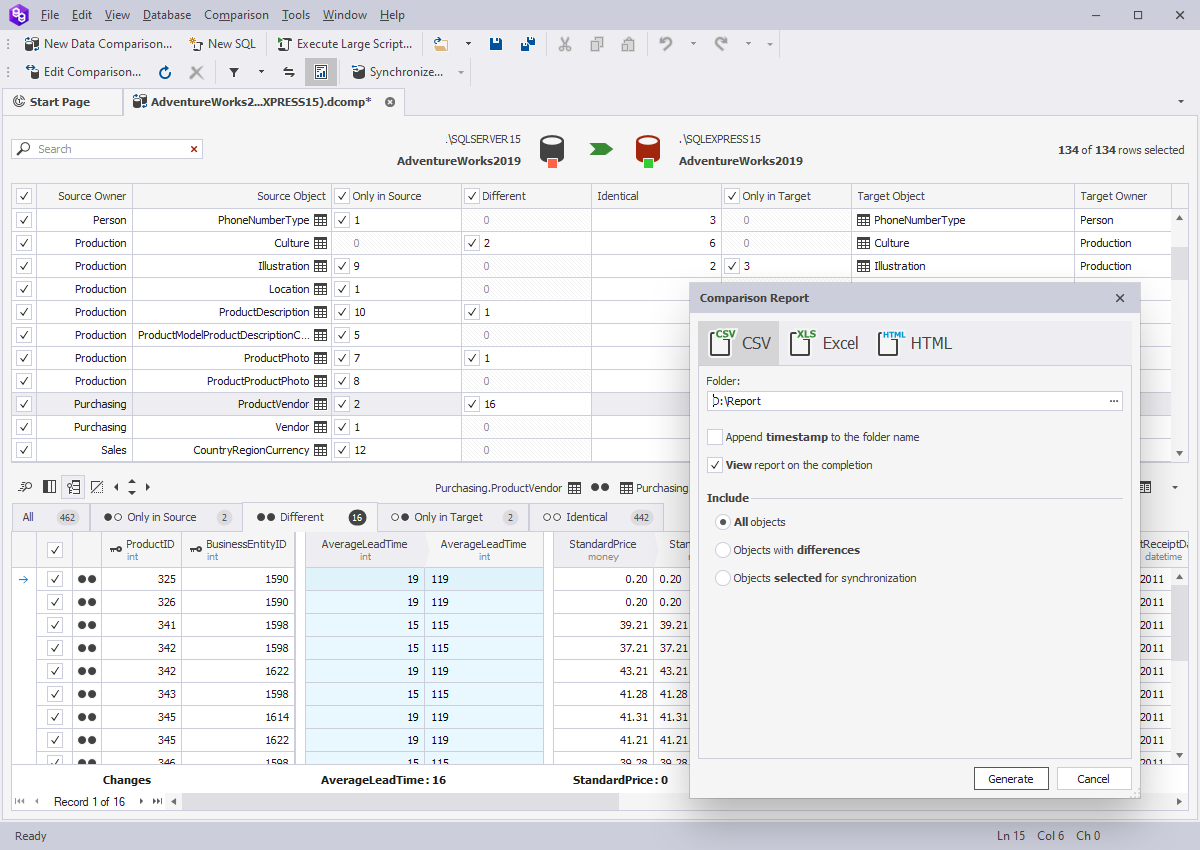 data export report