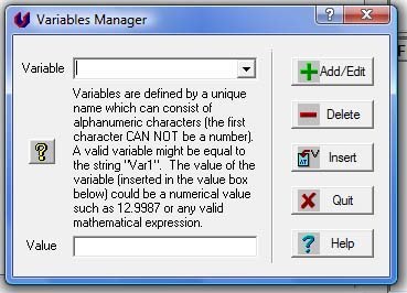 Variables manager.