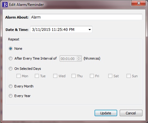 Alarm/Reminder Editor