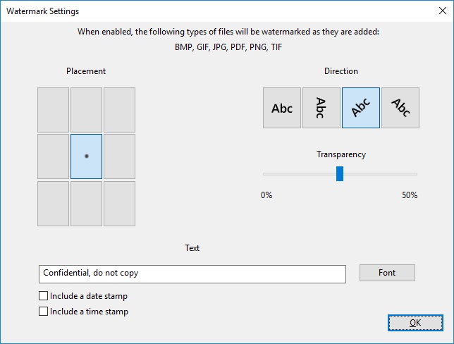 Watermark Settings