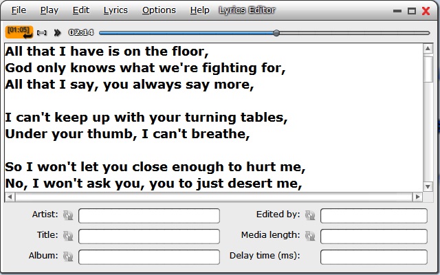 Lyrics editor