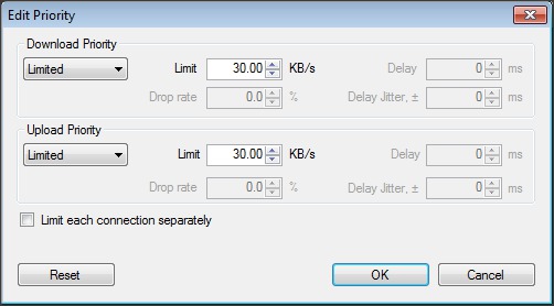 Priority and Speed Limit Settings for a Process