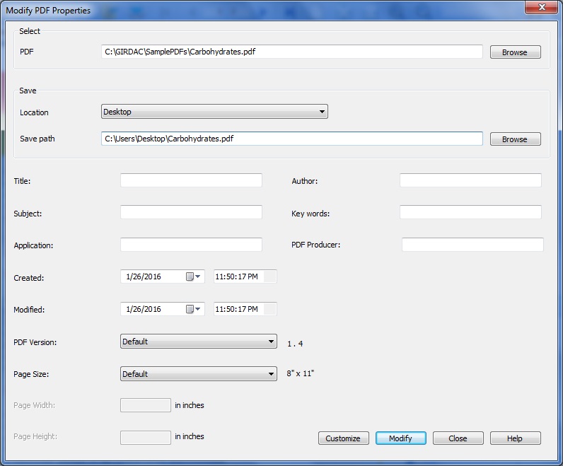 Modify PDF Properties