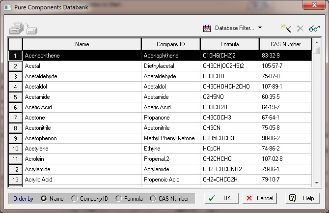 Pure Components Data Bank