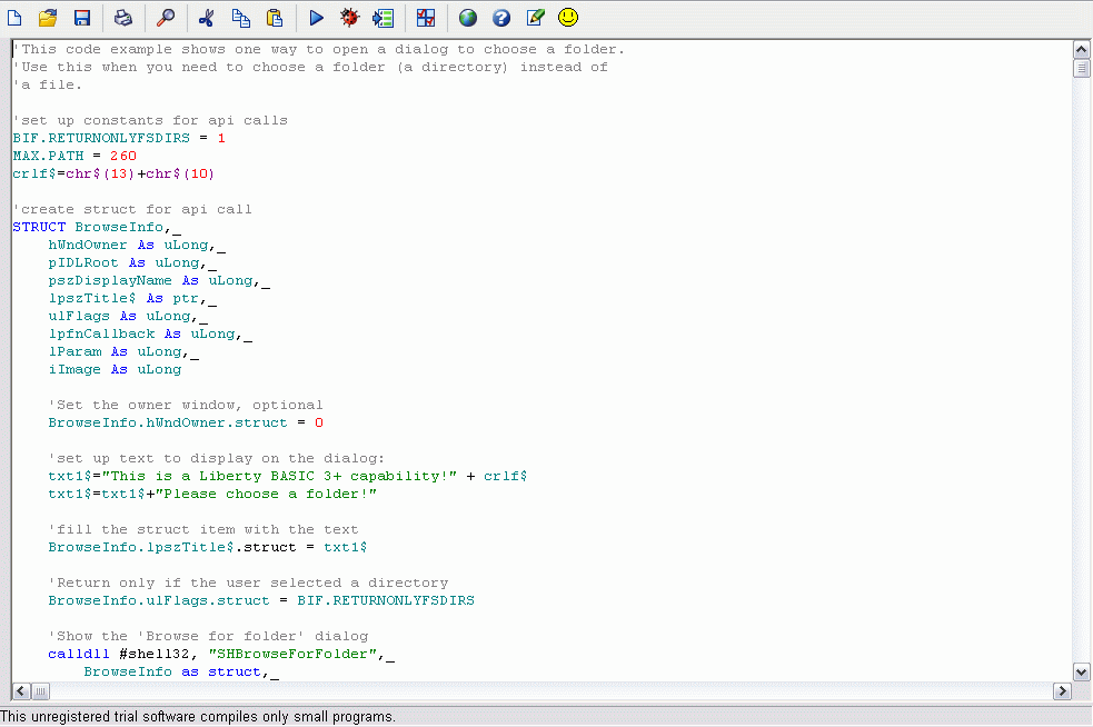 Initial window and sample code