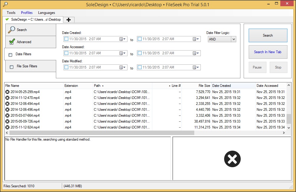 Date Filters Section