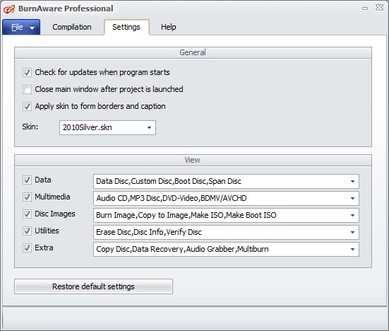 Settings Dialog