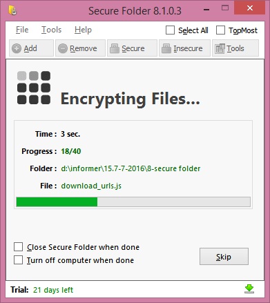 Encrypting folder