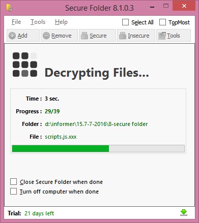 Decrypting folder