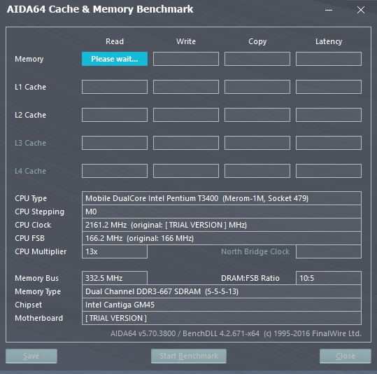 Cache and memory benchmark