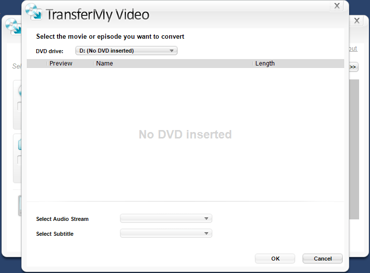 Browsing DVD for transfer to your device.