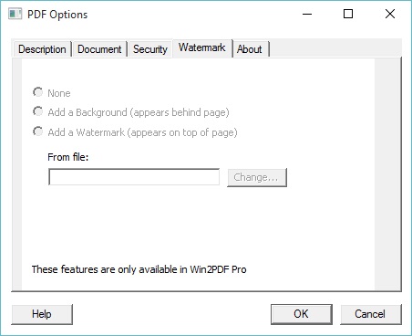 PDF Options Watermark