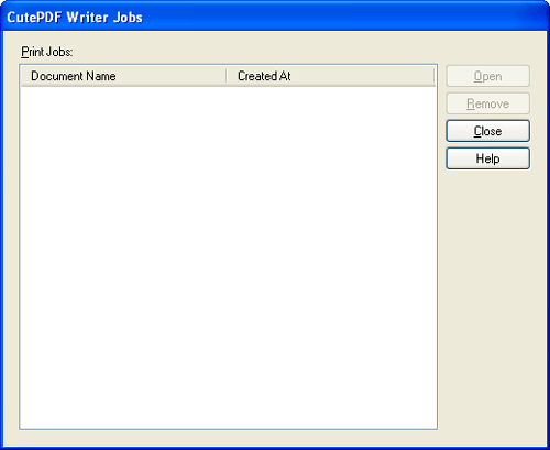 PDF Writer Jobs Window