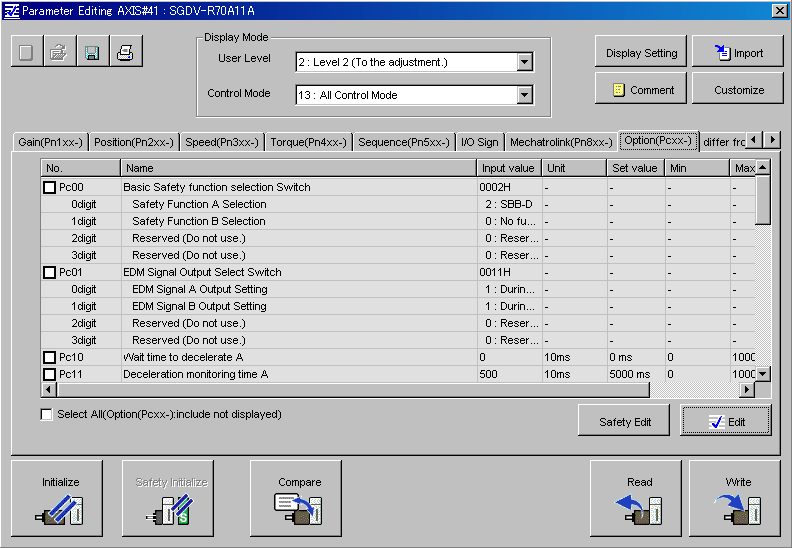 Edit Parameters