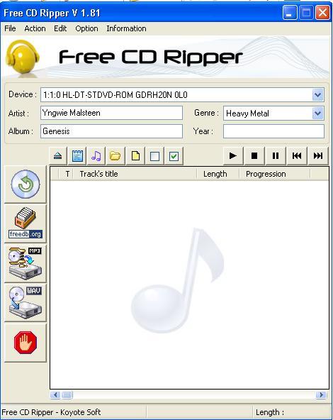 User interface of Free CD Ripper