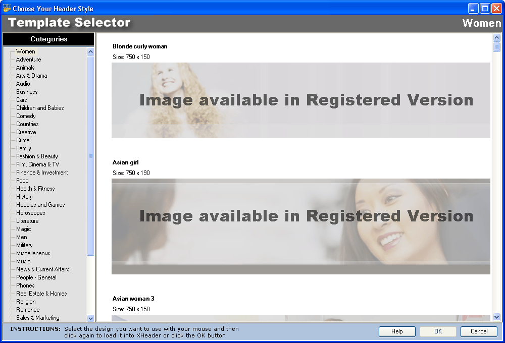 Template Selector Window