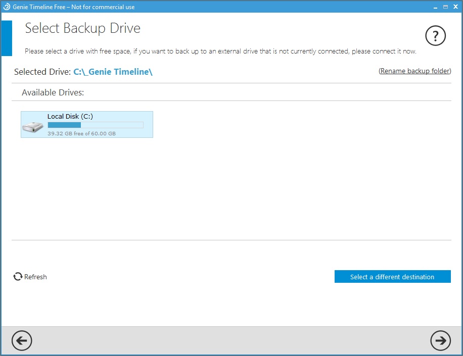 Selecting Backup Drive