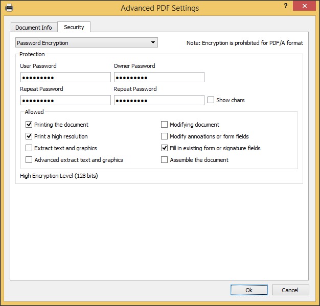 Advanced PDF Settings