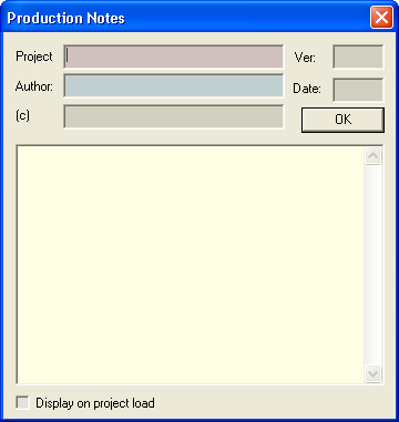 Production Notes Window