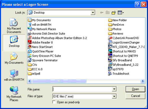 Add new Logon Screen window
