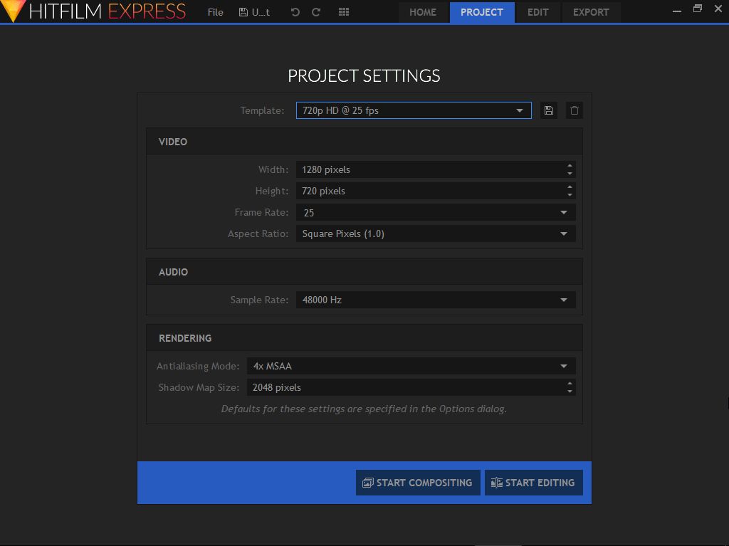 Project settings
