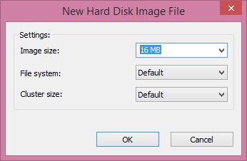 New Hard Disk Image file