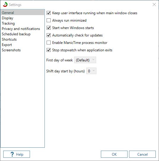 Settings Window