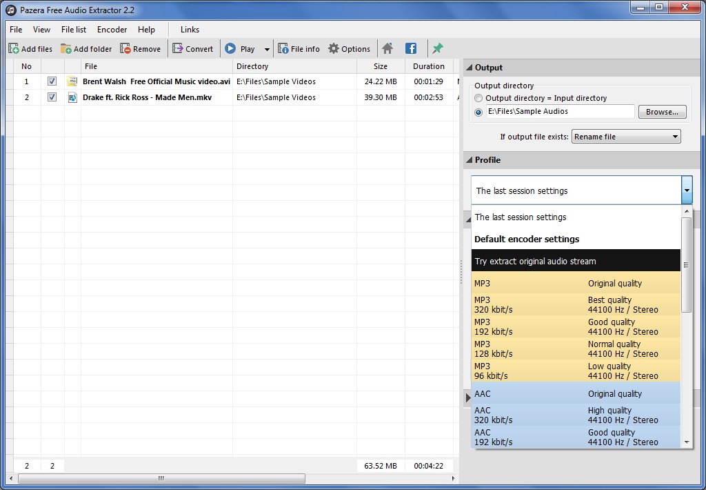 Output Profiles