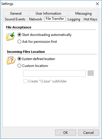 File Transfer Settings