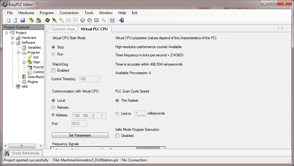 Virtual PLC CPU Features