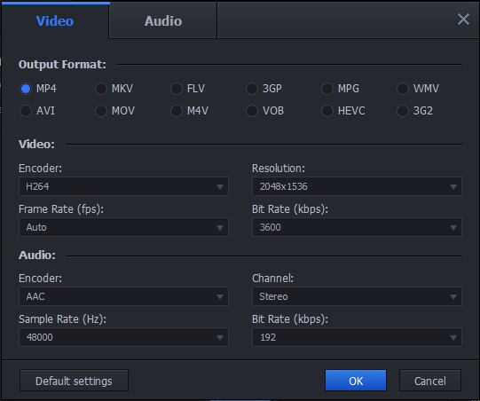 Output Video Settings