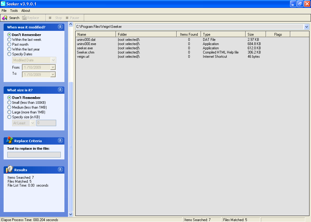 Main Window with other options