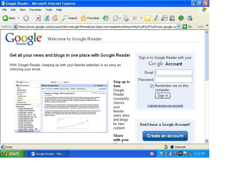 Loading Google Reader (online)