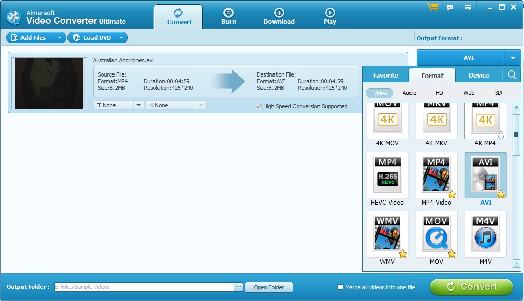 Select Output Format