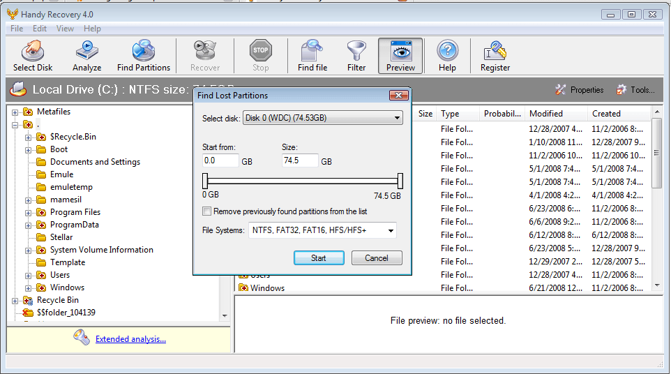 find lost partitions