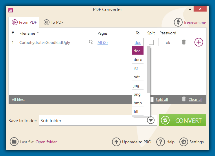 Converting from PDF - Output Formats