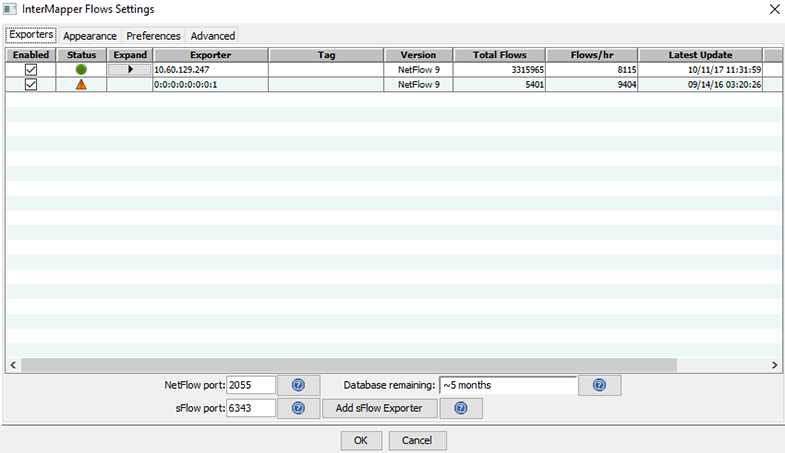 InterMapper Flows Settings