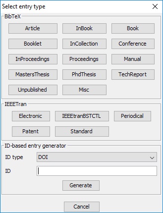 Select Entry Type