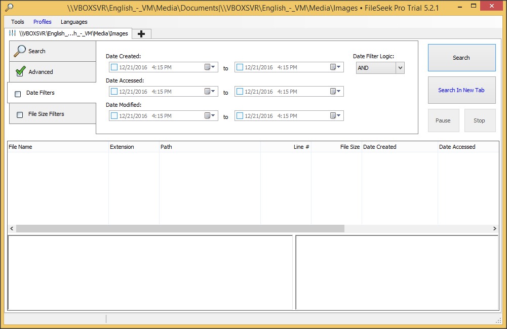 Date Filters Section