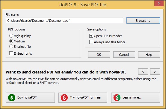 Save PDF File Options