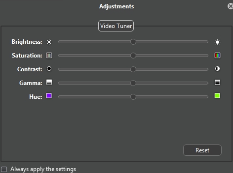 Adjustments Window