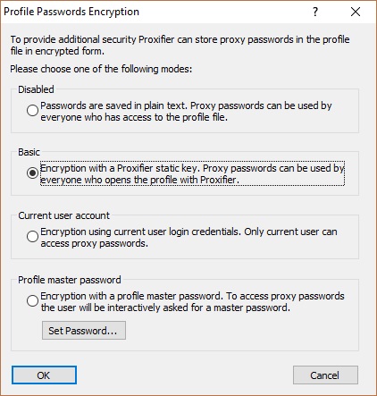 Profile Password Encryption