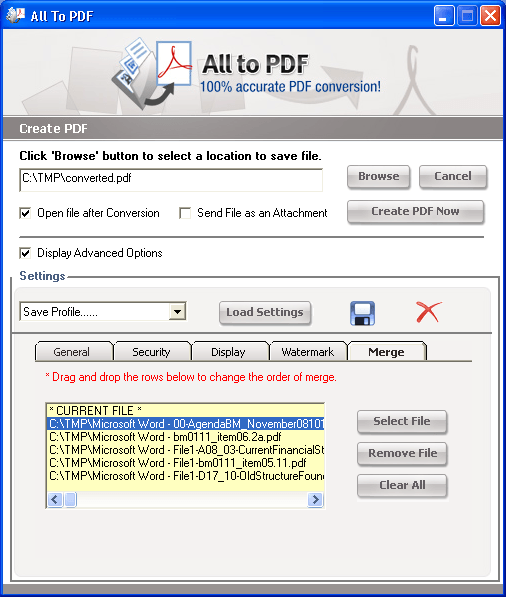 Merge PDF Functionality