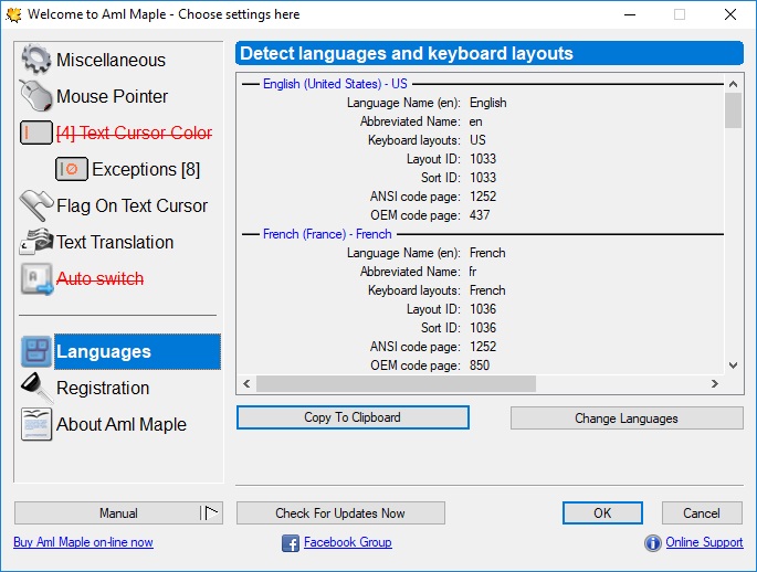 Languages Settings