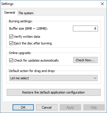 Settings Window