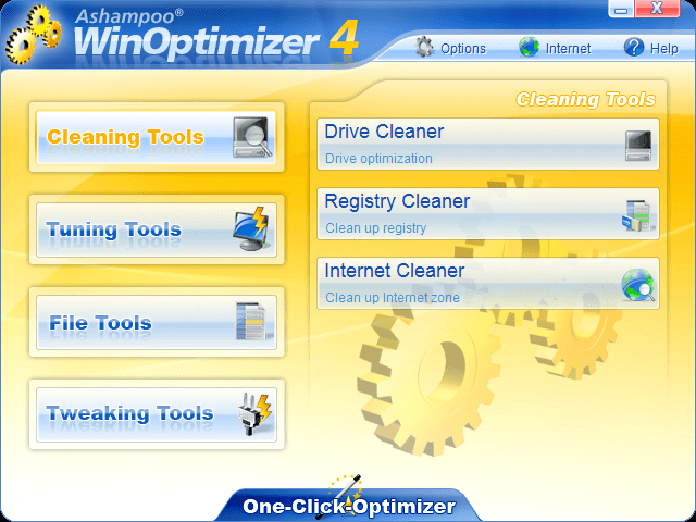 Main Window With Cleaning Tools Menu