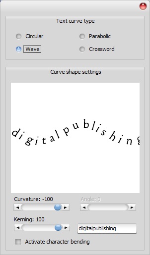 Text Curve Settings